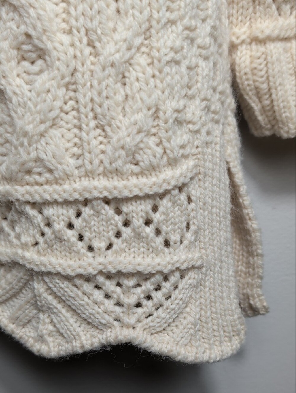 Inis Crafts 100% Merino Wool Cable Knit Long Full Zip Cardigan Sweater Medium - Picture 14 of 14